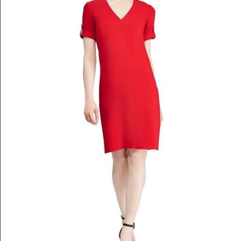 Ralph Lauren Roll Sleeve V-Neck Shift Dress NWT